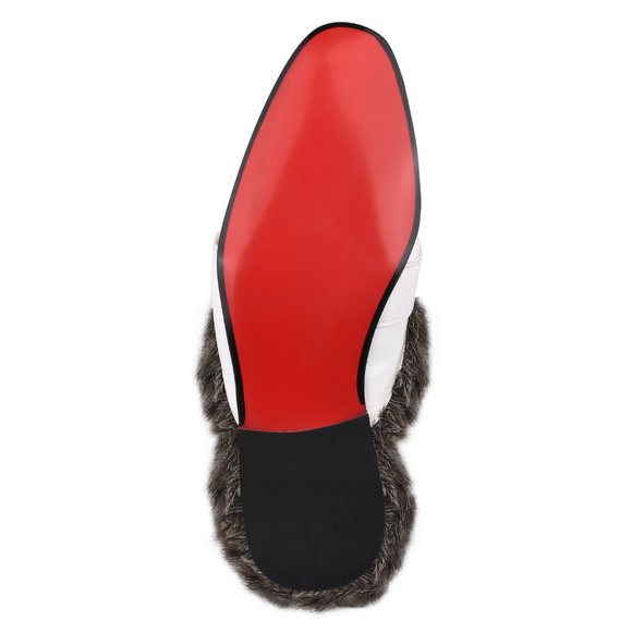 Mens Manmade Leather EEL Print Comfortable Fur Lining Slip On Party Mules